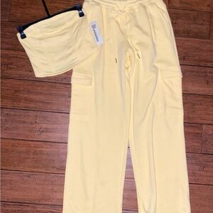 No Boundaries Yellow Cargo Pants and Tube Top Set